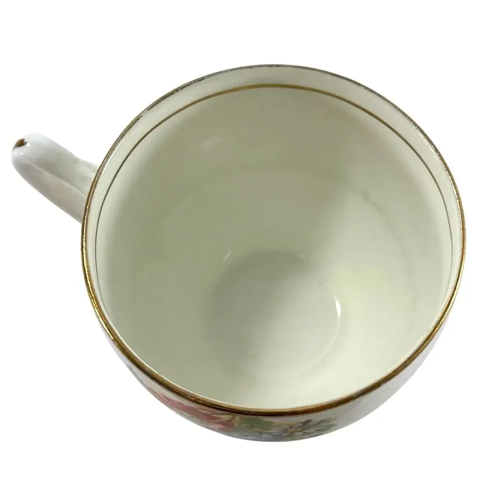 Duchess Bone China England Teacup Saucer Set Wildflower Poppy Gold Trim